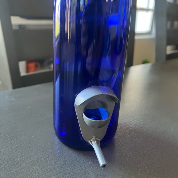 Blue Glass Bottle Bird Feeder - Picture 6 of 9